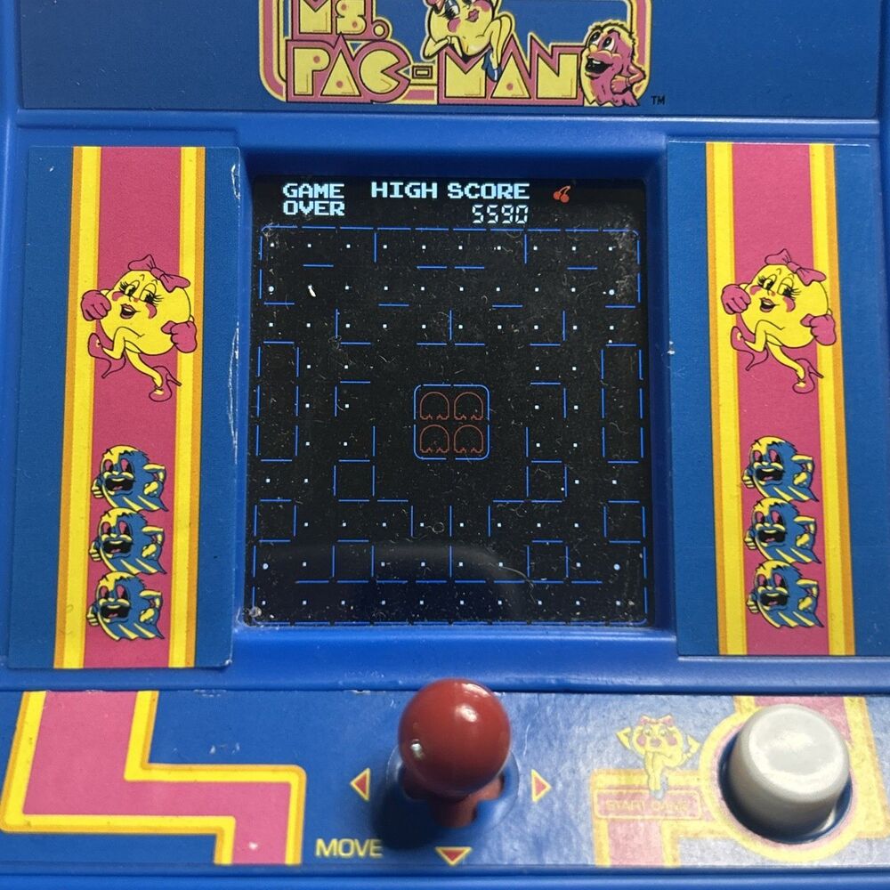 Ms. Pac-Man Mini Arcade Game Basic Fun  Retro Handheld Tested Works Used - Picture 2 of 5